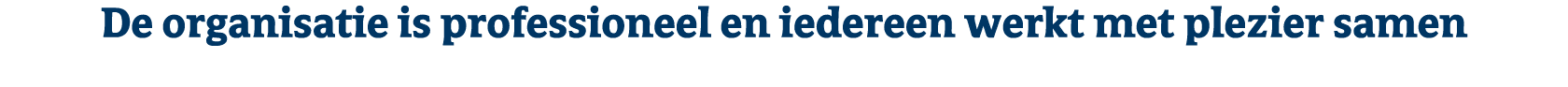 De organisatie is professioneel en iedereen werkt met plezier samen